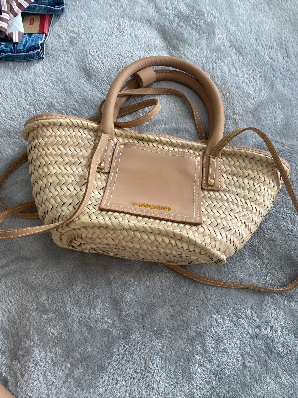 Jacquemus Tan Straw Basket Tote